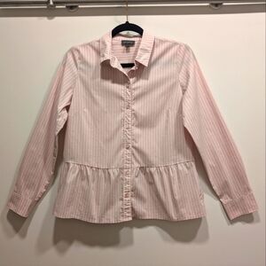 The Limited Pink and White Striped Peplum Button Down Shirt Size Small